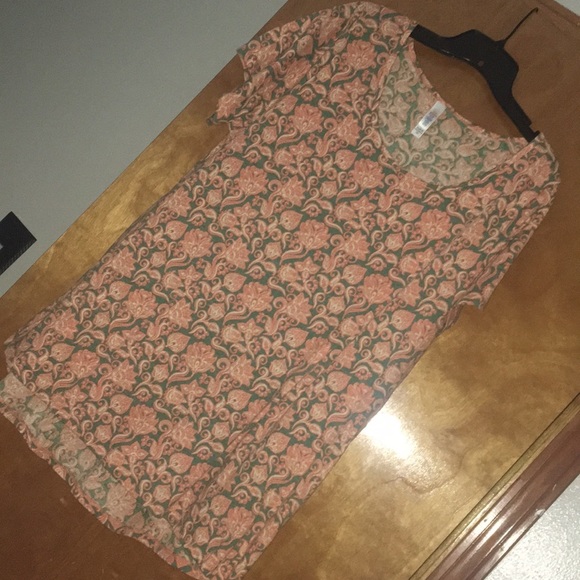 3X LuLaRoe Orange/Green Paisley Scroll Print Shirt - Picture 2 of 6
